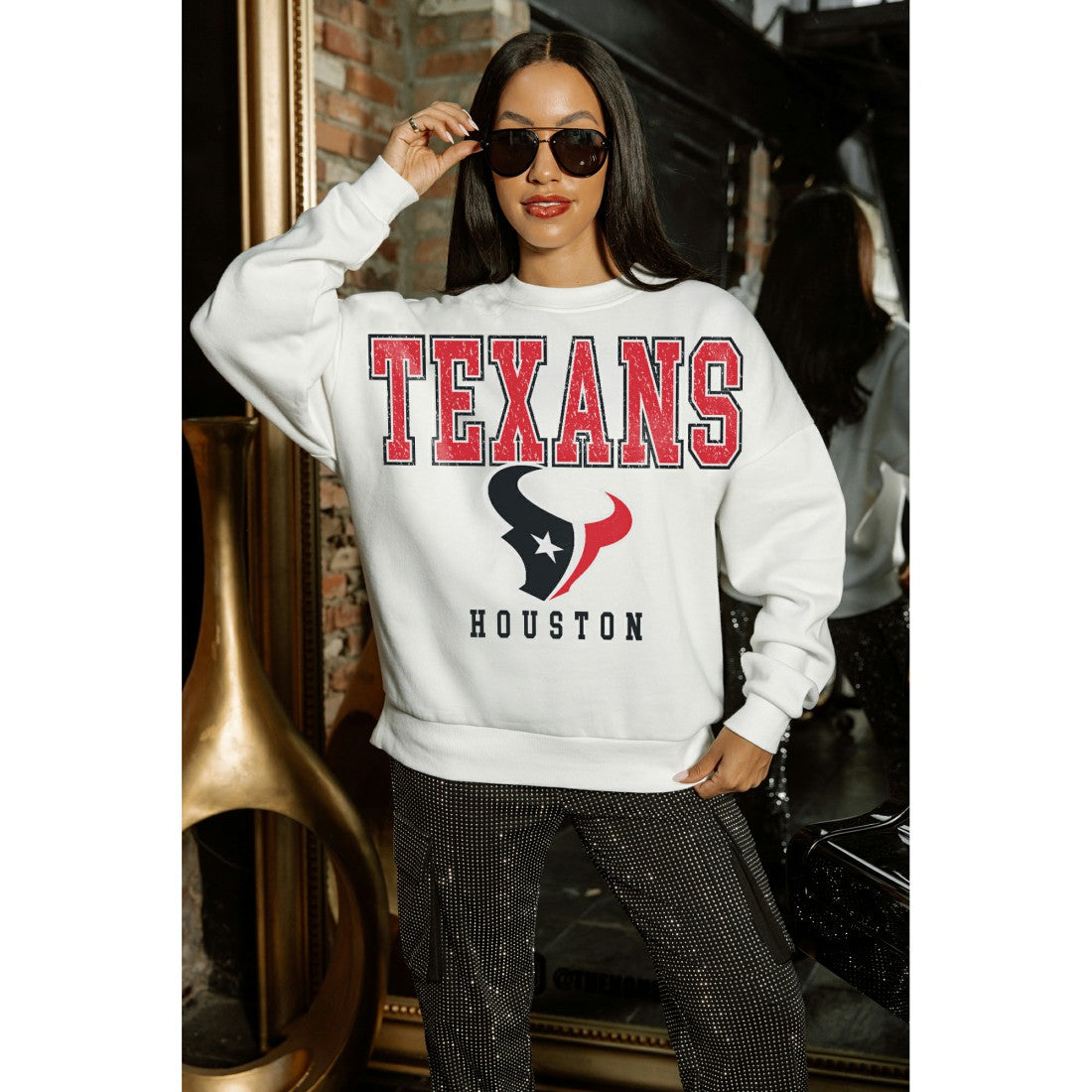 Gameday Couture Women's Sunday Drives Oversized Crewneck Pullover Sweatshirt - Houston Texans