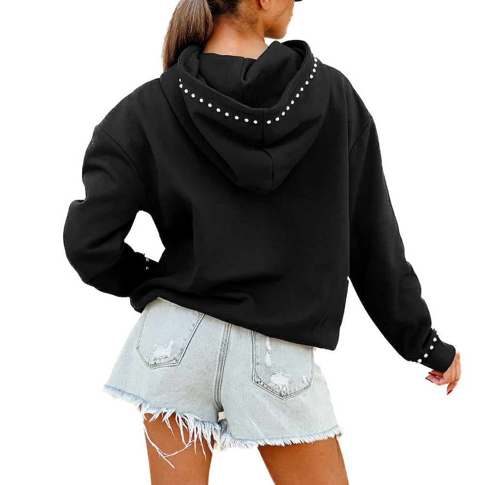 Gameday Couture Women's Oversized Catch the Vibe Studded Pullover Hoodie - New York Jets