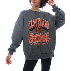 Gameday Couture Women's Oversized Long Weekend Premium Fleece Drop Shoulder Pullover Sweatshirt - Cleveland Browns