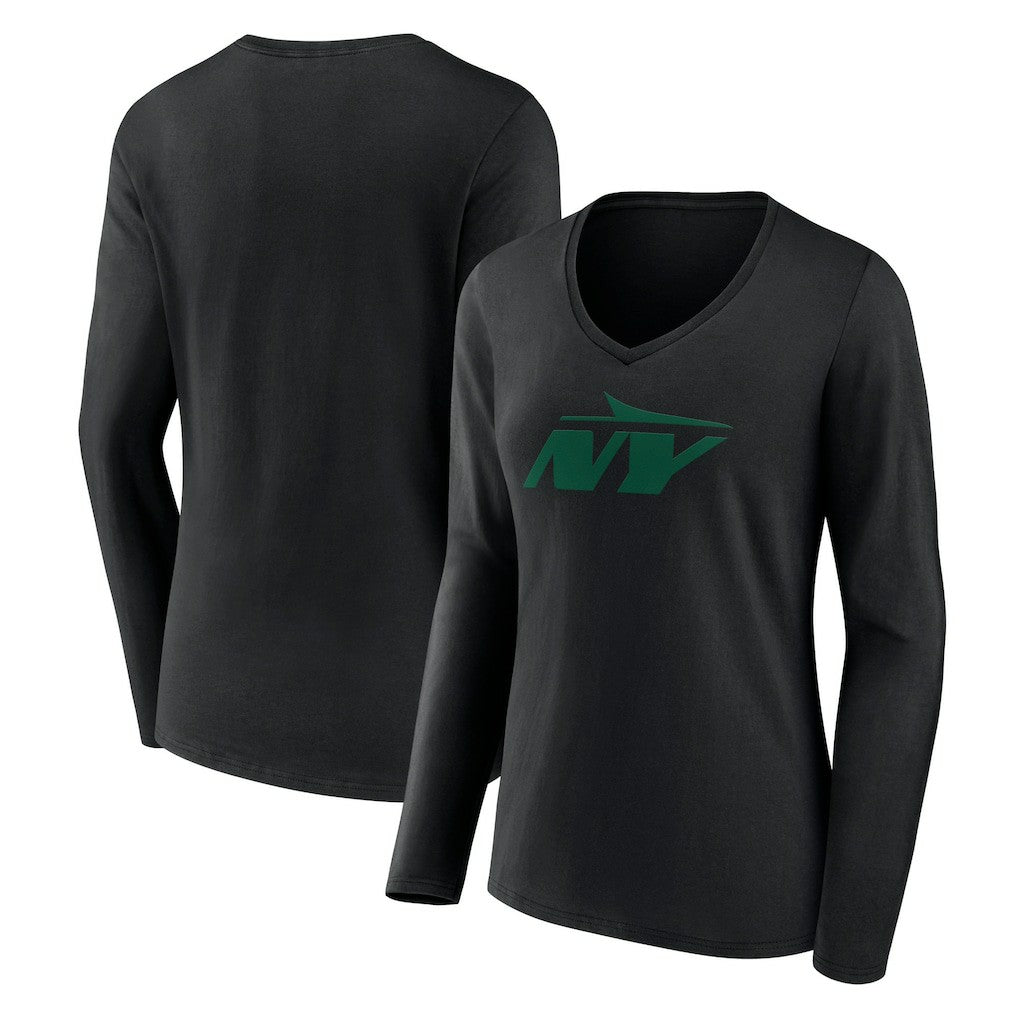 Women's Secondary Logo Long Sleeve V-Neck T-Shirt - New York Jets