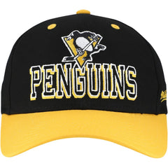 NHL Black/Gold Pittsburgh Penguins Mitchell & Ness Backside Script Two-Tone Pro Crown Adjustable Hat