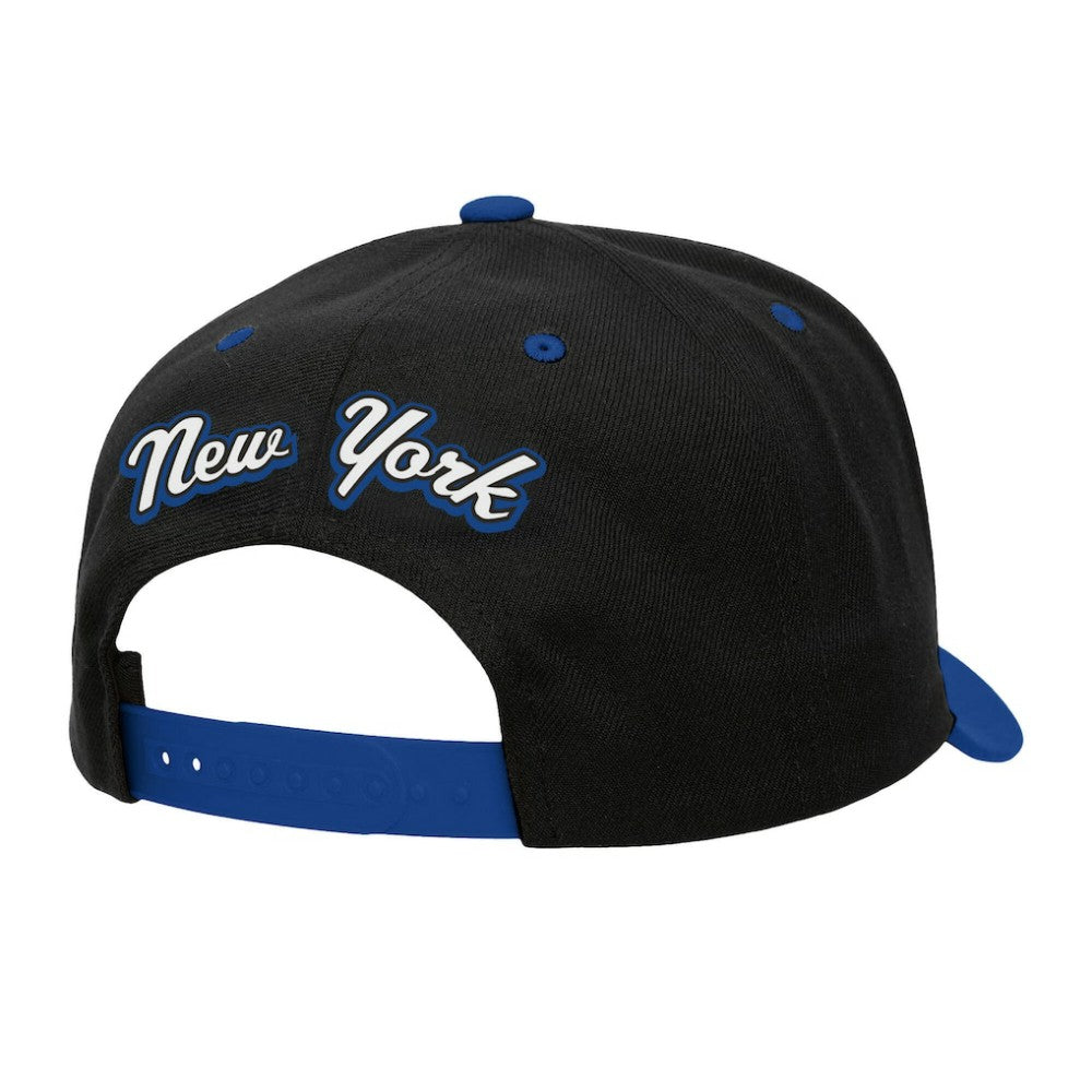 NHL Black/Blue New York Rangers Mitchell & Ness Backside Script 2-Tone Pro Crown Adjustable Hat