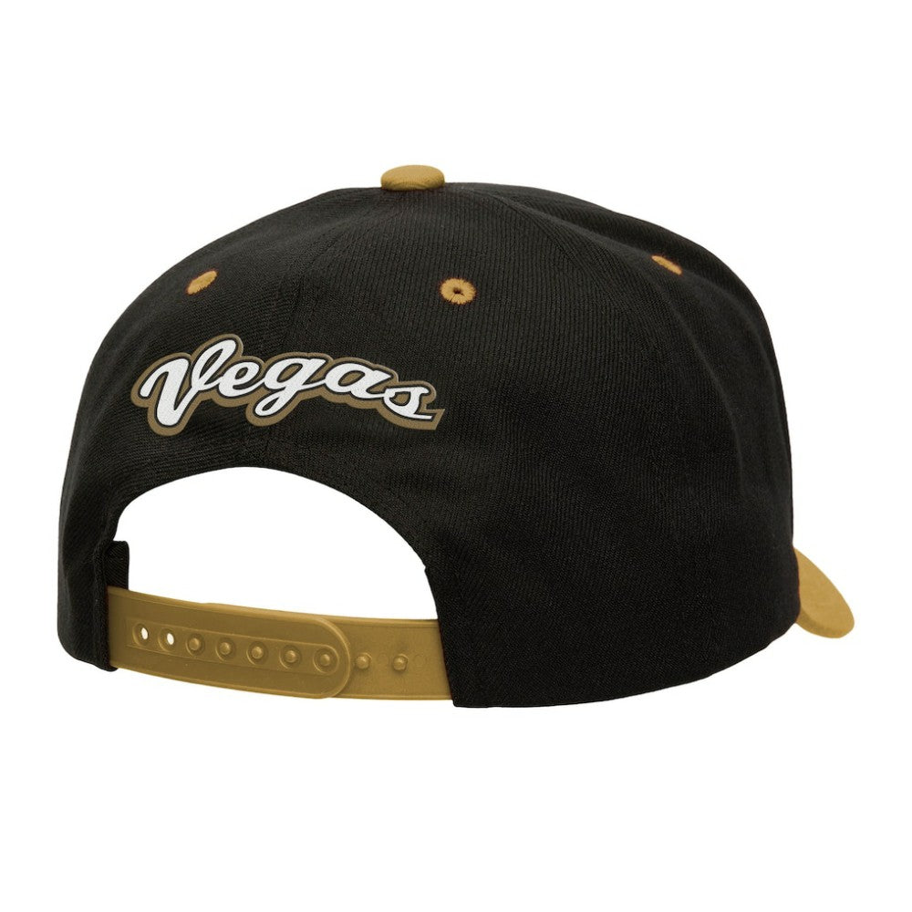 NHL Black/Gold Vegas Golden Knights Mitchell & Ness Backside Script Two-Tone Pro Crown Adjustable Hat