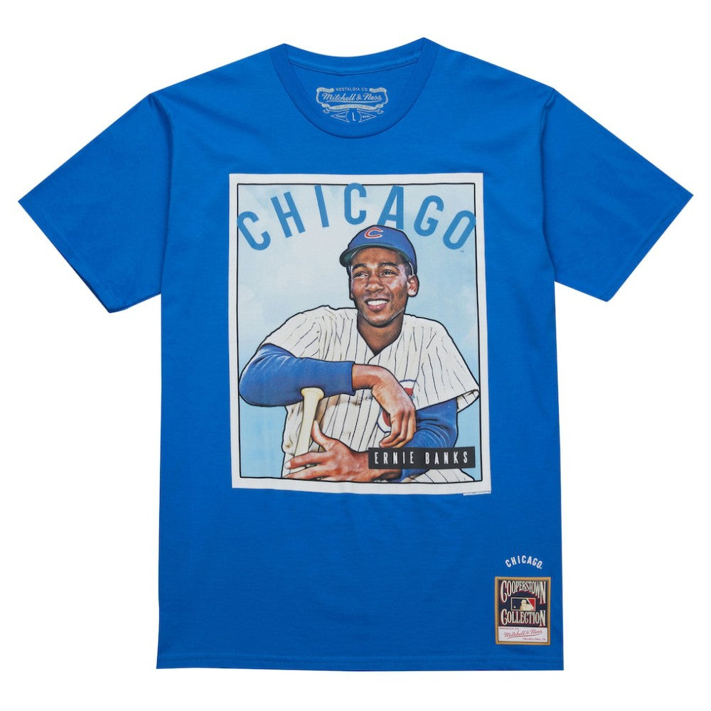 MLB Ernie Banks Chicago Cubs Mitchell & Ness Cooperstown Collection Collectors Connection T-Shirt