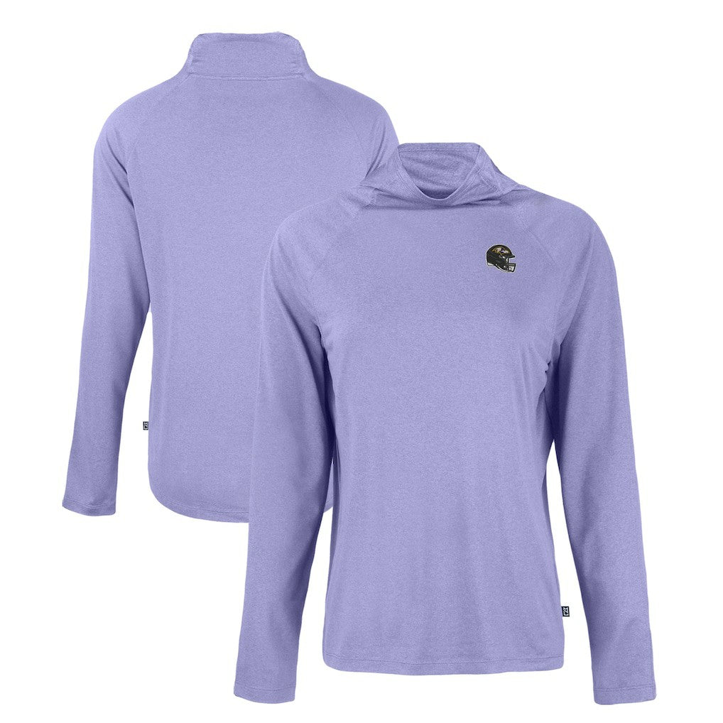 Cutter & Buck Women's Coastline Epic Comfort Eco Recycled Funnel Neck Raglan Pullover Sweatshirt - Baltimore Ravens
