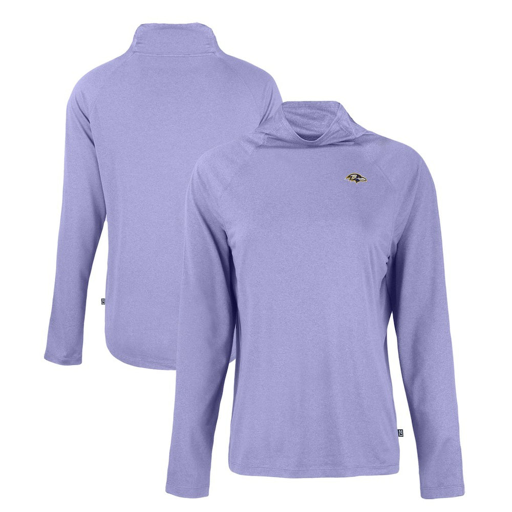 Cutter & Buck Women's Coastline Epic Comfort Eco Recycled Funnel Neck Raglan Pullover Sweatshirt - Baltimore Ravens