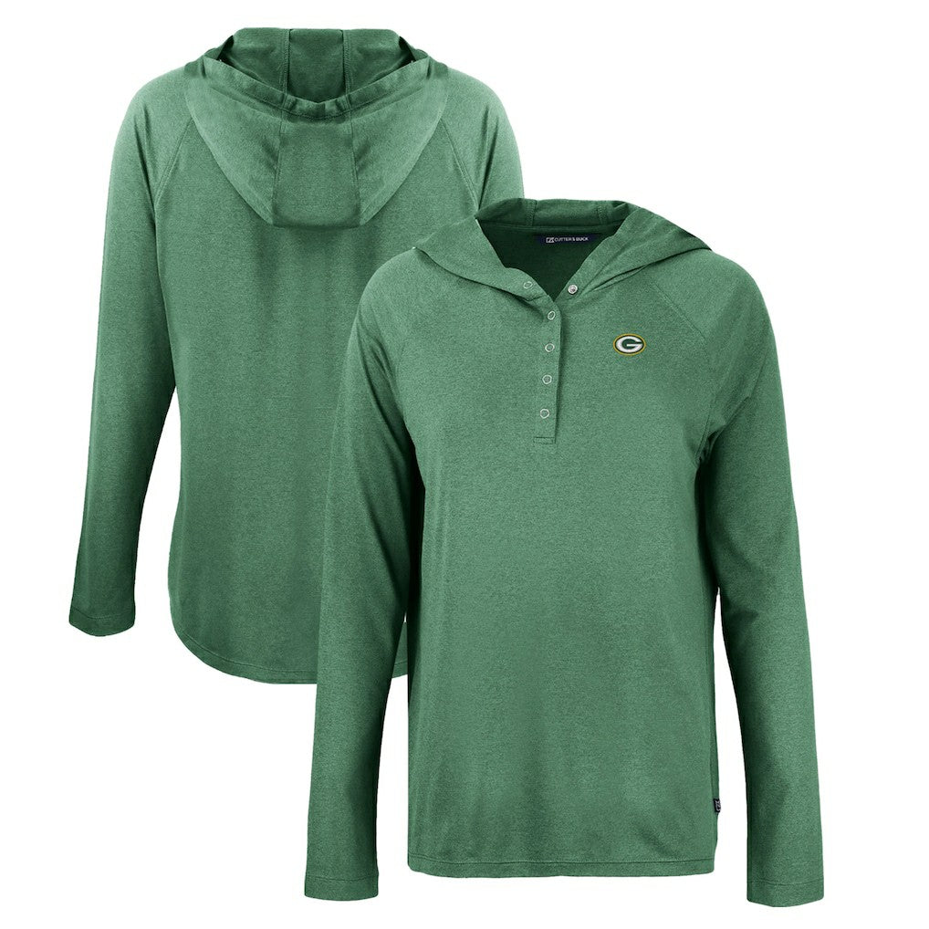 Cutter & Buck Women's Coastline Epic Comfort Eco Recycled Raglan Pullover Hoodie - Green Bay Packers