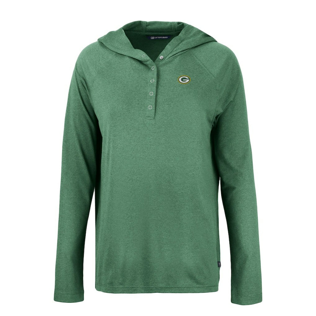 Cutter & Buck Women's Coastline Epic Comfort Eco Recycled Raglan Pullover Hoodie - Green Bay Packers