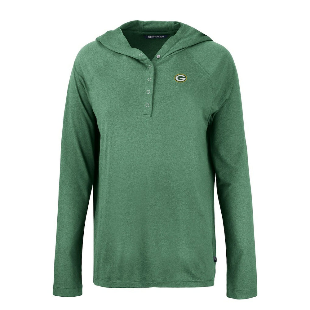 Cutter & Buck Women's Coastline Epic Comfort Eco Recycled Raglan Pullover Hoodie - Green Bay Packers