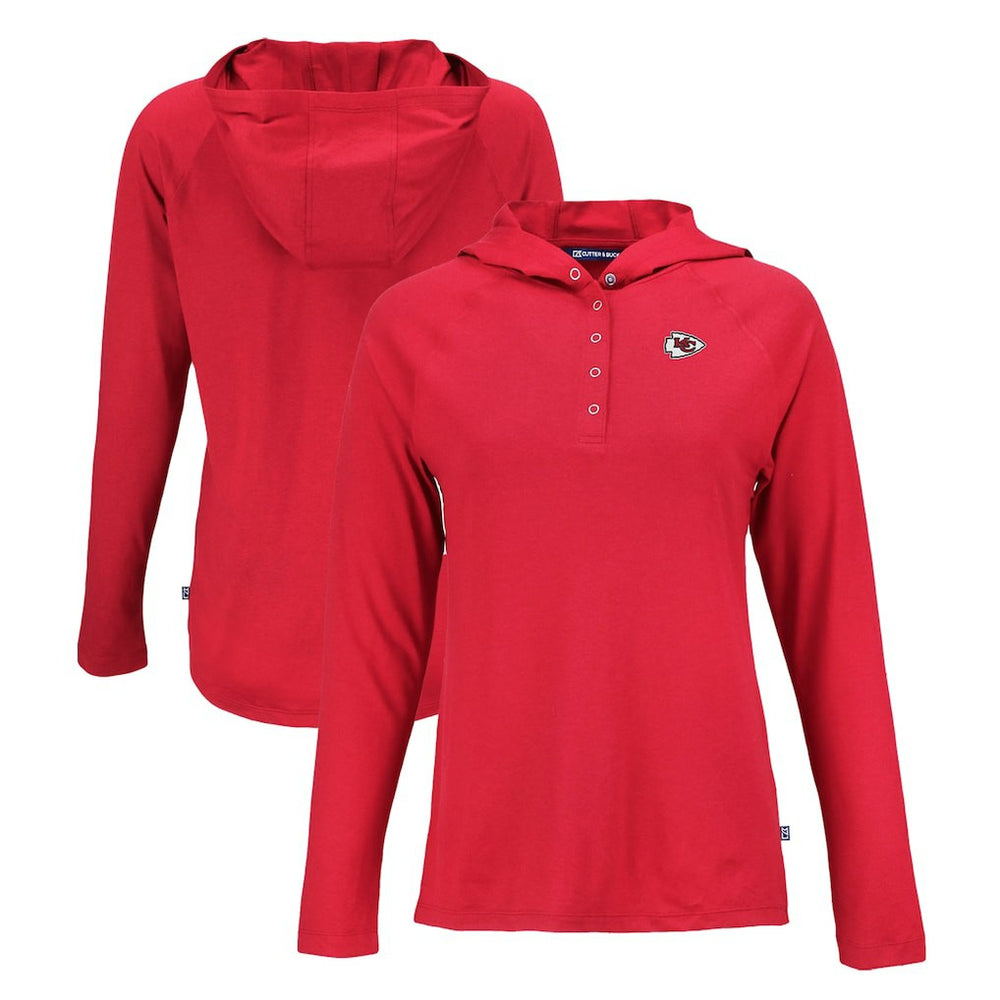 Cutter & Buck Women's Coastline Epic Comfort Eco Recycled Raglan Pullover Hoodie - Kansas City Chiefs