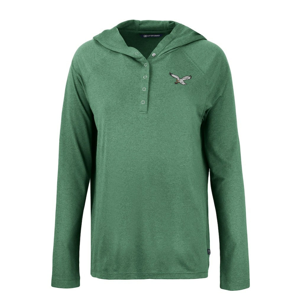 Cutter & Buck Women's Historic Coastline Epic Comfort Eco Recycled Raglan Pullover Hoodie - Philadelphia Eagles