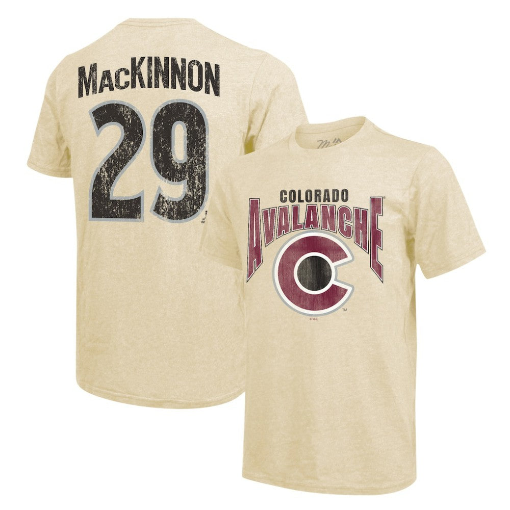 NHL Cream Nathan MacKinnon Colorado Avalanche Majestic Threads Dynasty Name & Number Tri-Blend T-Shirt