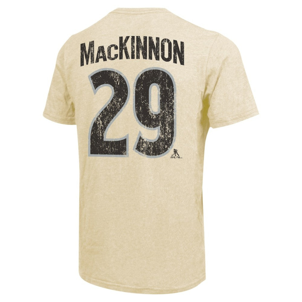 NHL Cream Nathan MacKinnon Colorado Avalanche Majestic Threads Dynasty Name & Number Tri-Blend T-Shirt
