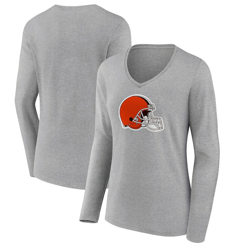 Women's Primary Logo Long Sleeve V-Neck T-Shirt - Cleveland Browns