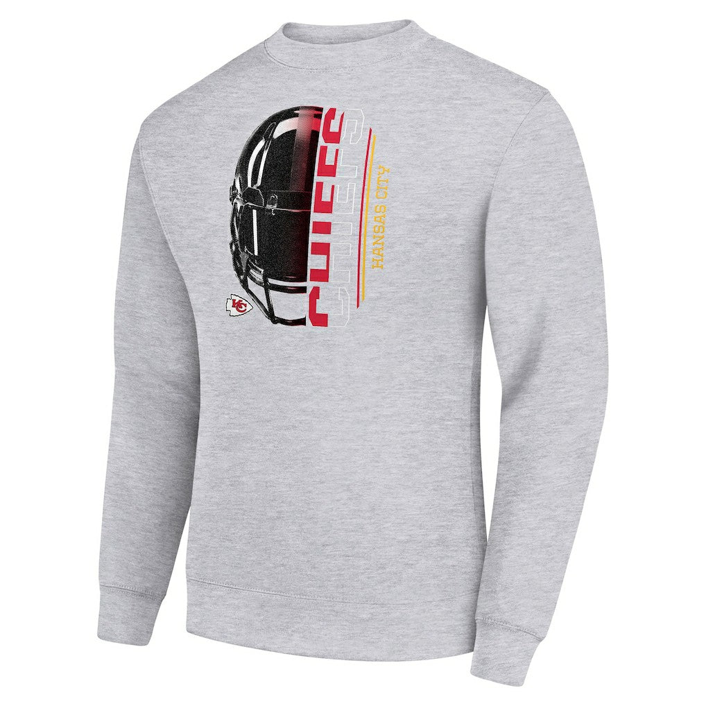 Starter Half Helmet Team Graphic Tri-Blend Fleece Pullover Sweatshirt - Kansas City Chiefs