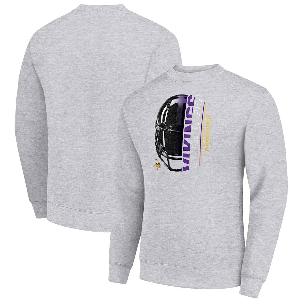 Starter Half Helmet Team Graphic Tri-Blend Fleece Pullover Sweatshirt - Minnesota Vikings