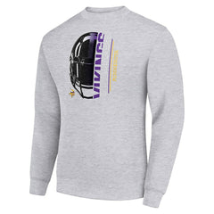 Starter Half Helmet Team Graphic Tri-Blend Fleece Pullover Sweatshirt - Minnesota Vikings