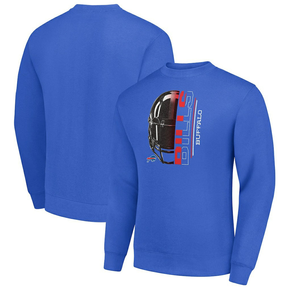 Starter Half Helmet Team Graphic Tri-Blend Fleece Pullover Sweatshirt - Buffalo Bills