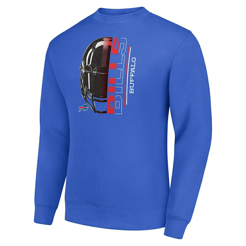 Starter Half Helmet Team Graphic Tri-Blend Fleece Pullover Sweatshirt - Buffalo Bills