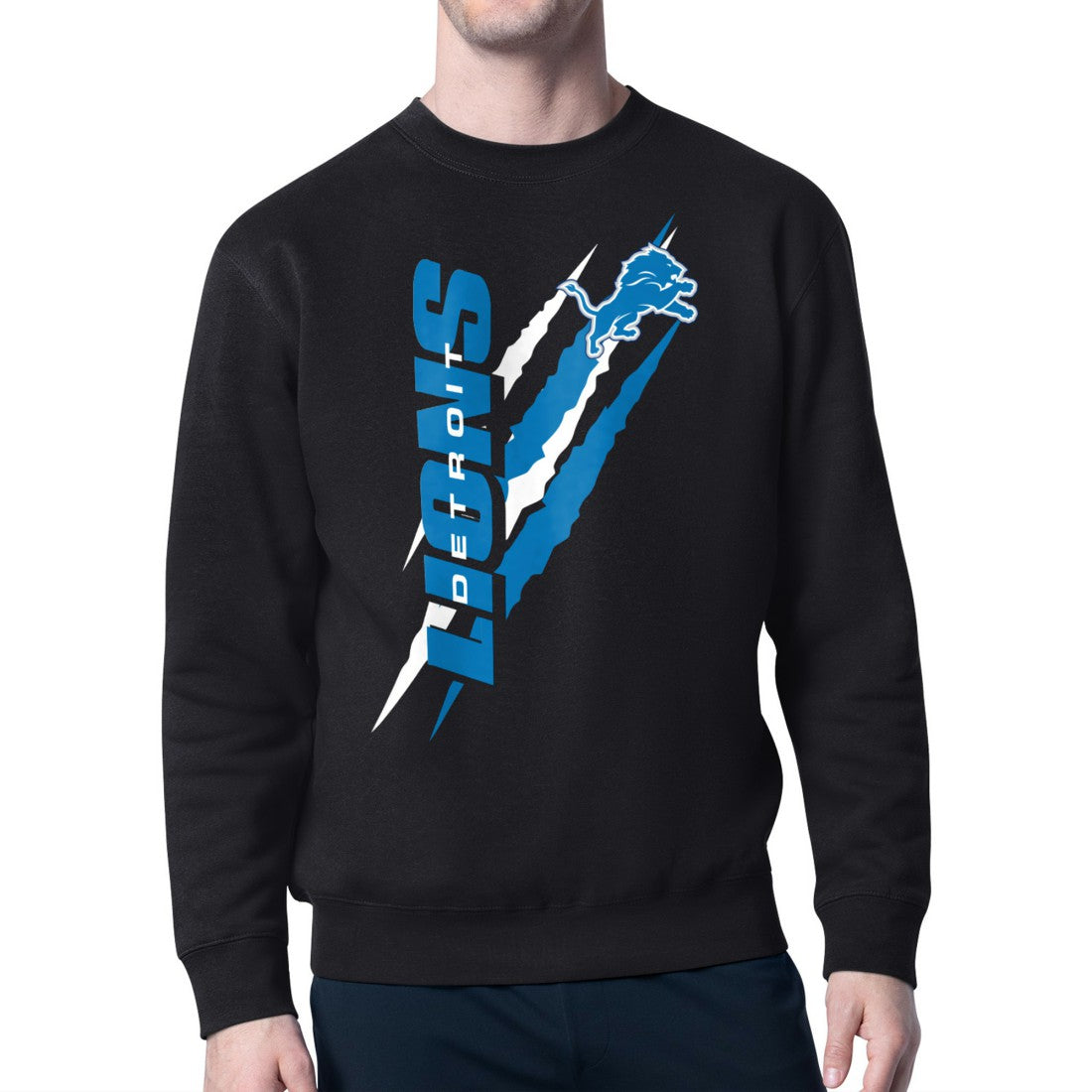 Starter Color Scratch Team Graphic Fleece Pullover Sweatshirt - Detroit Lions