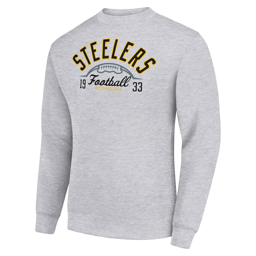 Starter Half Ball Team Graphic Tri-Blend Fleece Pullover Sweatshirt - Pittsburgh Steelers