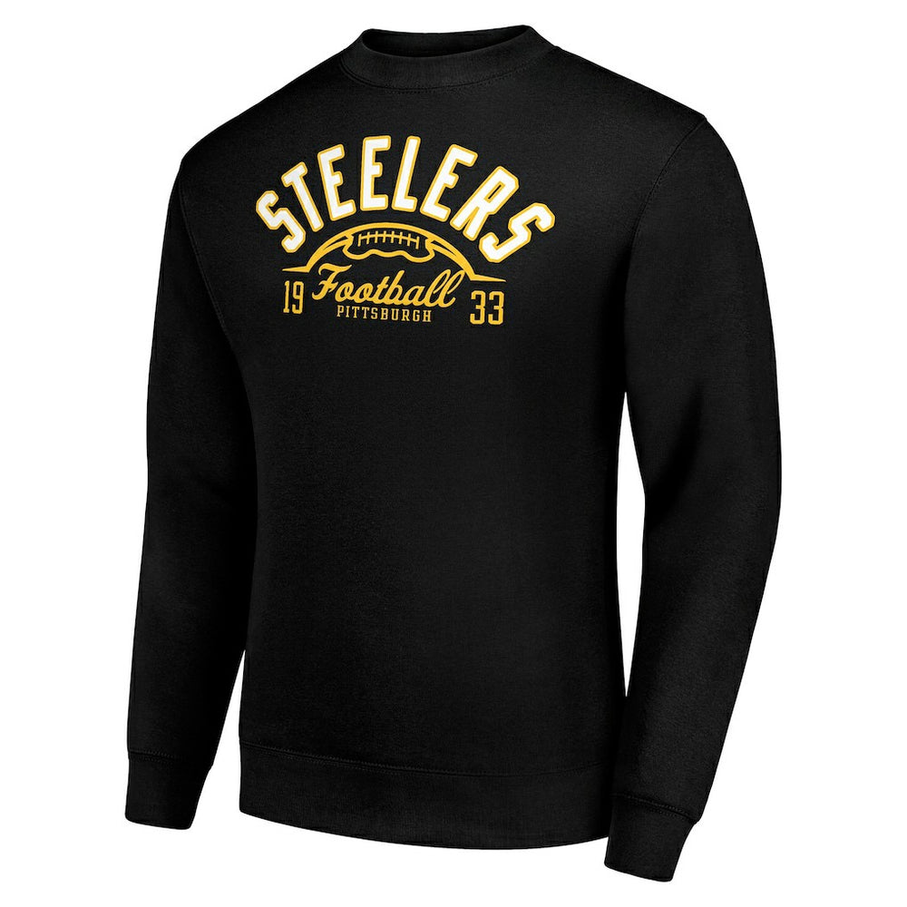 Starter Half Ball Team Graphic Tri-Blend Fleece Pullover Sweatshirt - Pittsburgh Steelers