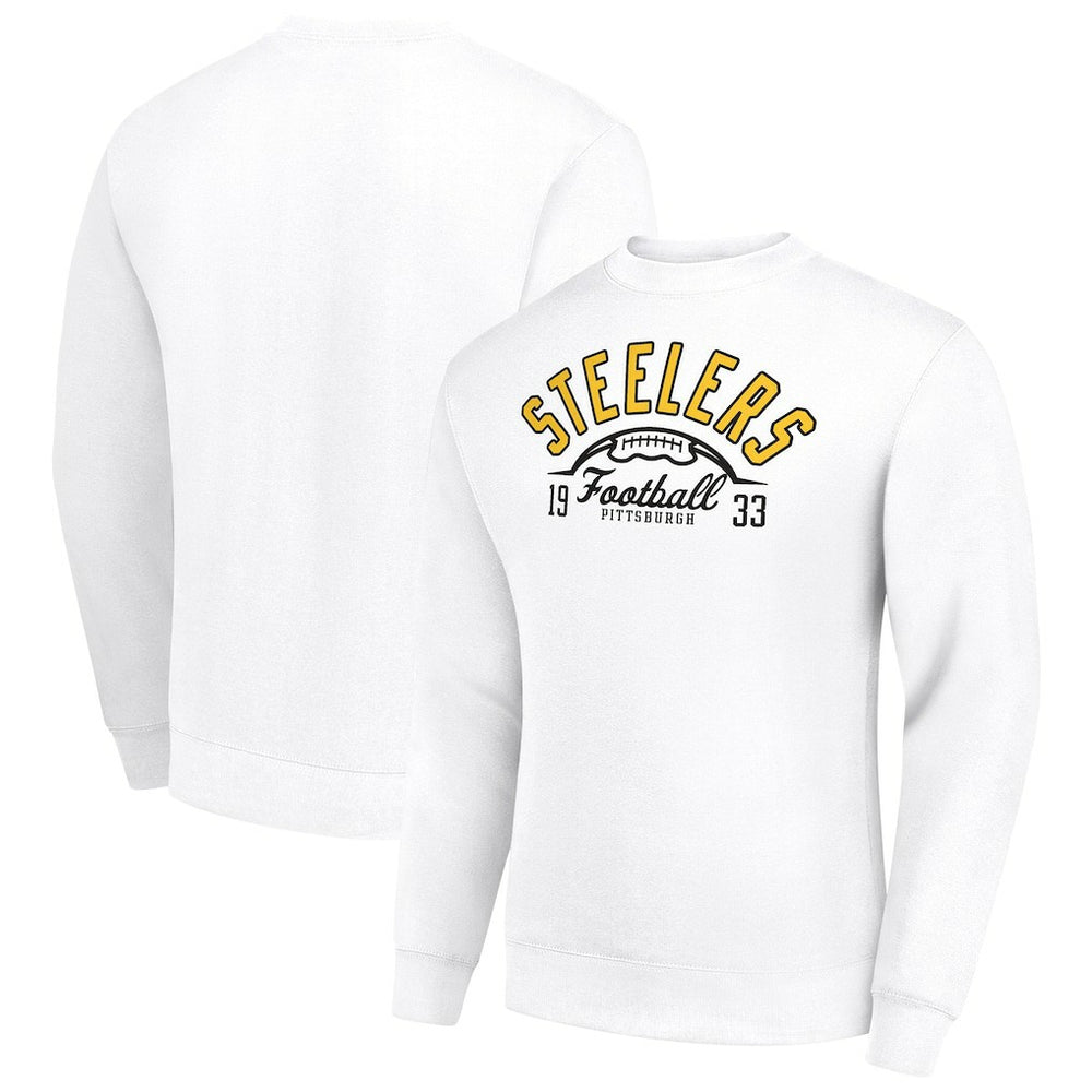 Starter Half Ball Team Graphic Tri-Blend Fleece Pullover Sweatshirt - Pittsburgh Steelers