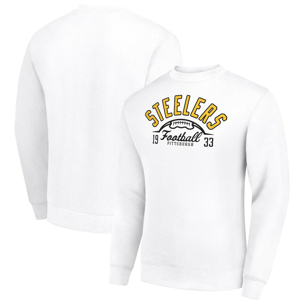 Starter Half Ball Team Graphic Tri-Blend Fleece Pullover Sweatshirt - Pittsburgh Steelers