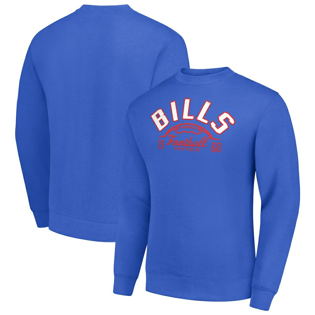 Starter Half Ball Team Graphic Tri-Blend Fleece Pullover Sweatshirt - Buffalo Bills