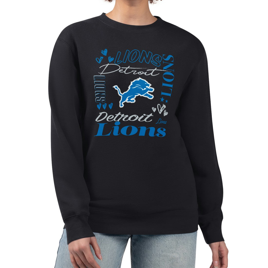 G-III 4Her by Carl Banks Women's Collage Graphic Fleece Pullover Sweatshirt - Detroit Lions