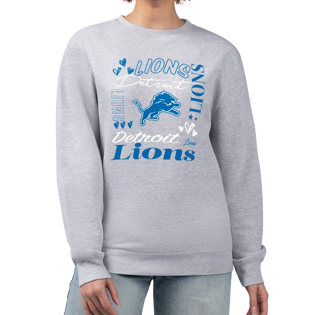 G-III 4Her by Carl Banks Women's Collage Graphic Fleece Pullover Sweatshirt - Detroit Lions