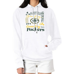 G-III 4Her by Carl Banks Women's Collage Graphic Fleece Pullover Hoodie - Green Bay Packers