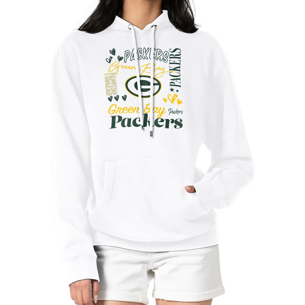 G-III 4Her by Carl Banks Women's Collage Graphic Fleece Pullover Hoodie - Green Bay Packers
