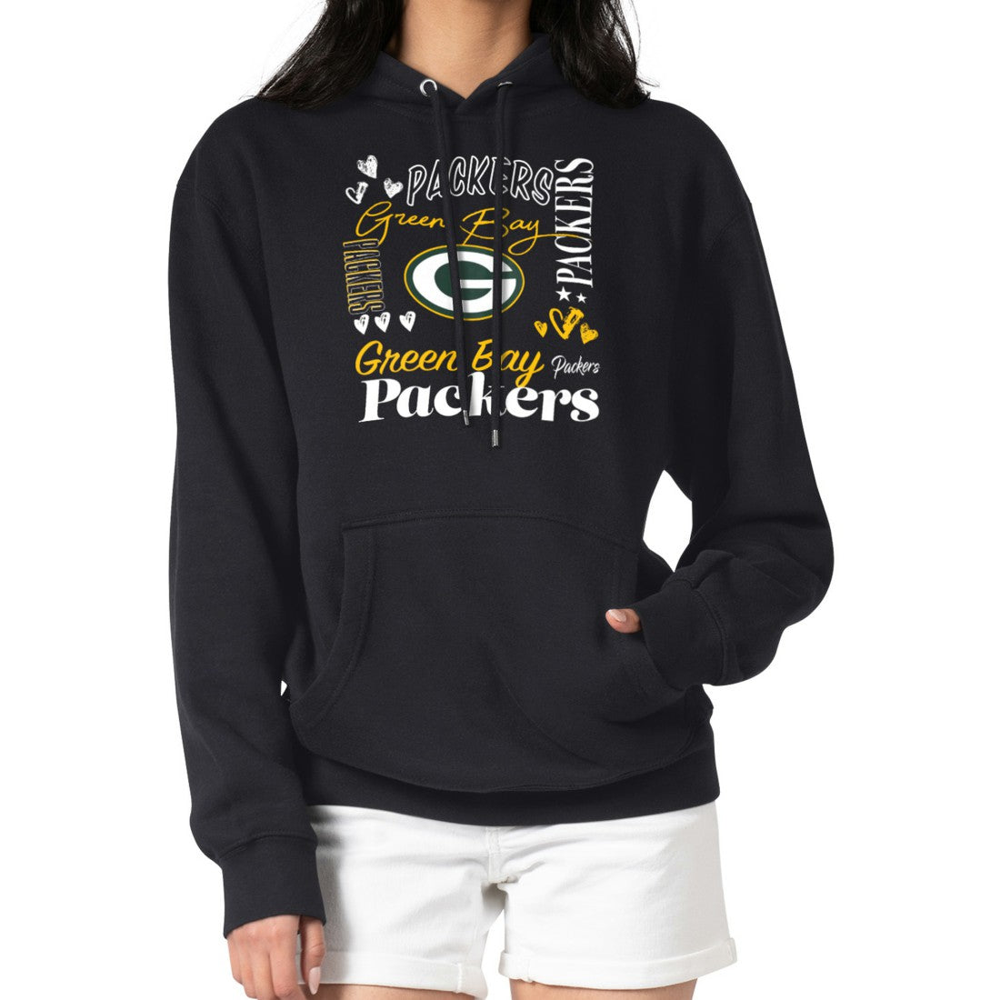 G-III 4Her by Carl Banks Women's Collage Graphic Fleece Pullover Hoodie - Green Bay Packers