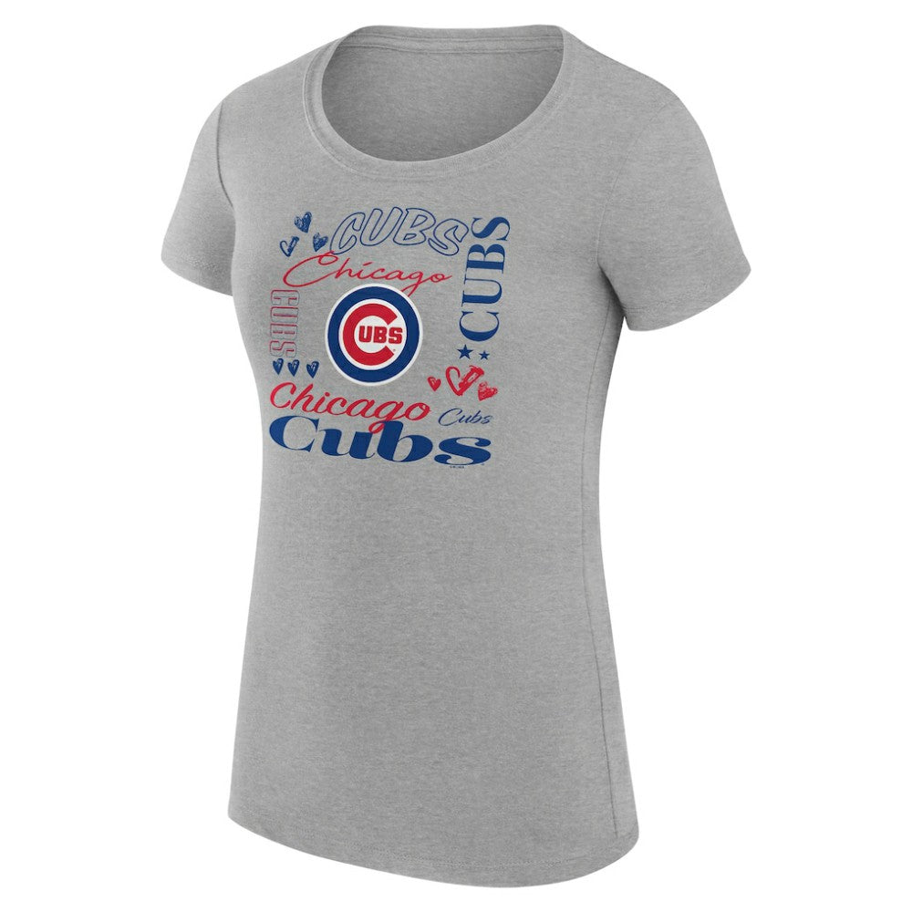 MLB Chicago Cubs G-III 4Her by Carl Banks Women's Super-Slim Fit Lightweight Collage Team Graphic Crew Neck T-Shirt