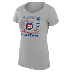 MLB Chicago Cubs G-III 4Her by Carl Banks Women's Super-Slim Fit Lightweight Collage Team Graphic Crew Neck T-Shirt