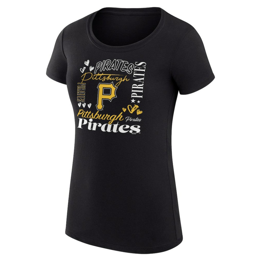 MLB Pittsburgh Pirates G-III 4Her by Carl Banks Women's Super-Slim Fit Lightweight Collage Team Graphic Crew Neck T-Shirt