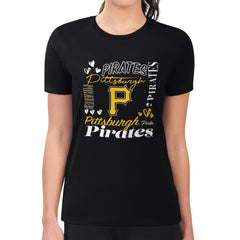 MLB Pittsburgh Pirates G-III 4Her by Carl Banks Women's Super-Slim Fit Lightweight Collage Team Graphic Crew Neck T-Shirt