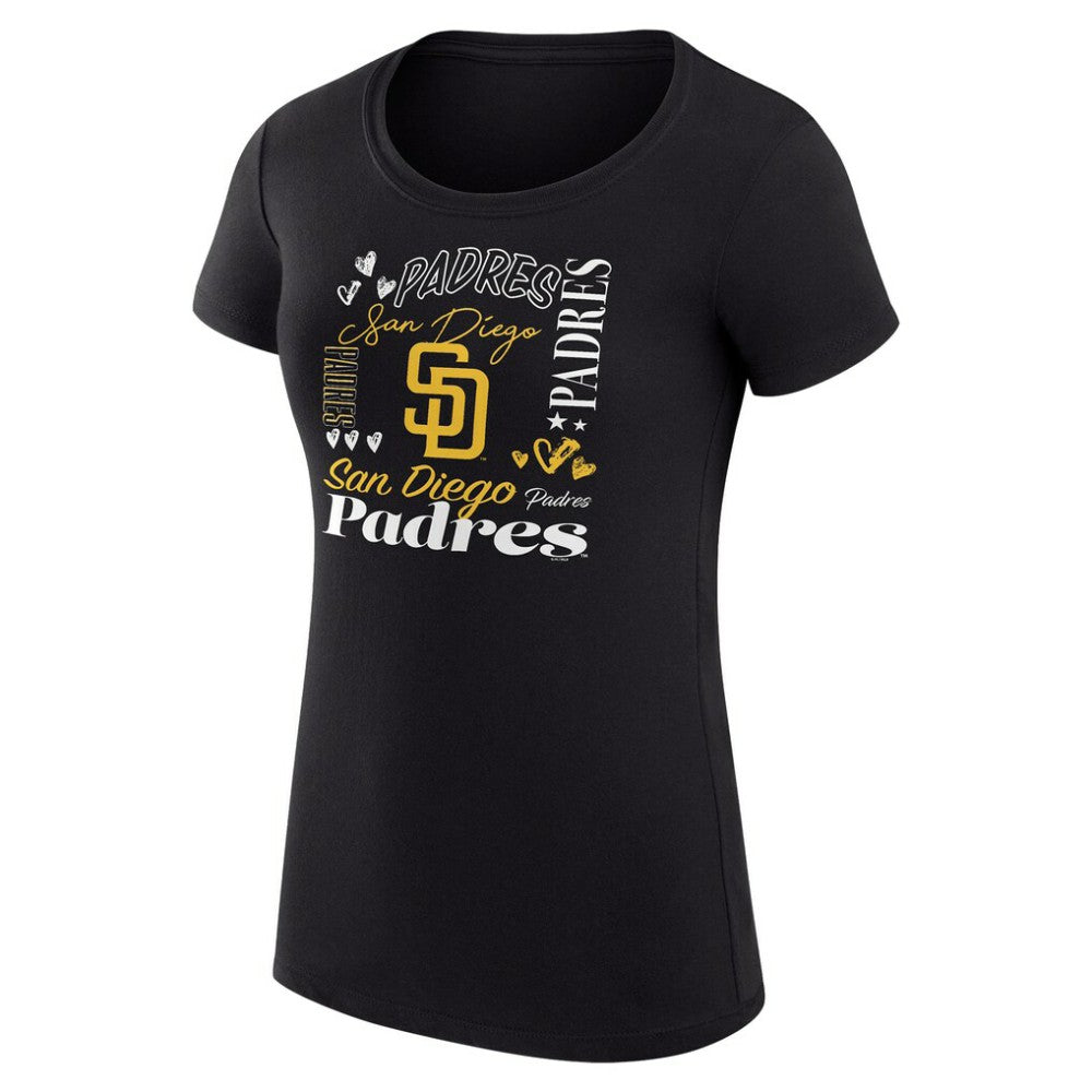 MLB San Diego Padres G-III 4Her by Carl Banks Women's Super-Slim Fit Lightweight Collage Team Graphic Crew Neck T-Shirt