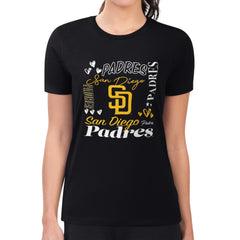 MLB San Diego Padres G-III 4Her by Carl Banks Women's Super-Slim Fit Lightweight Collage Team Graphic Crew Neck T-Shirt