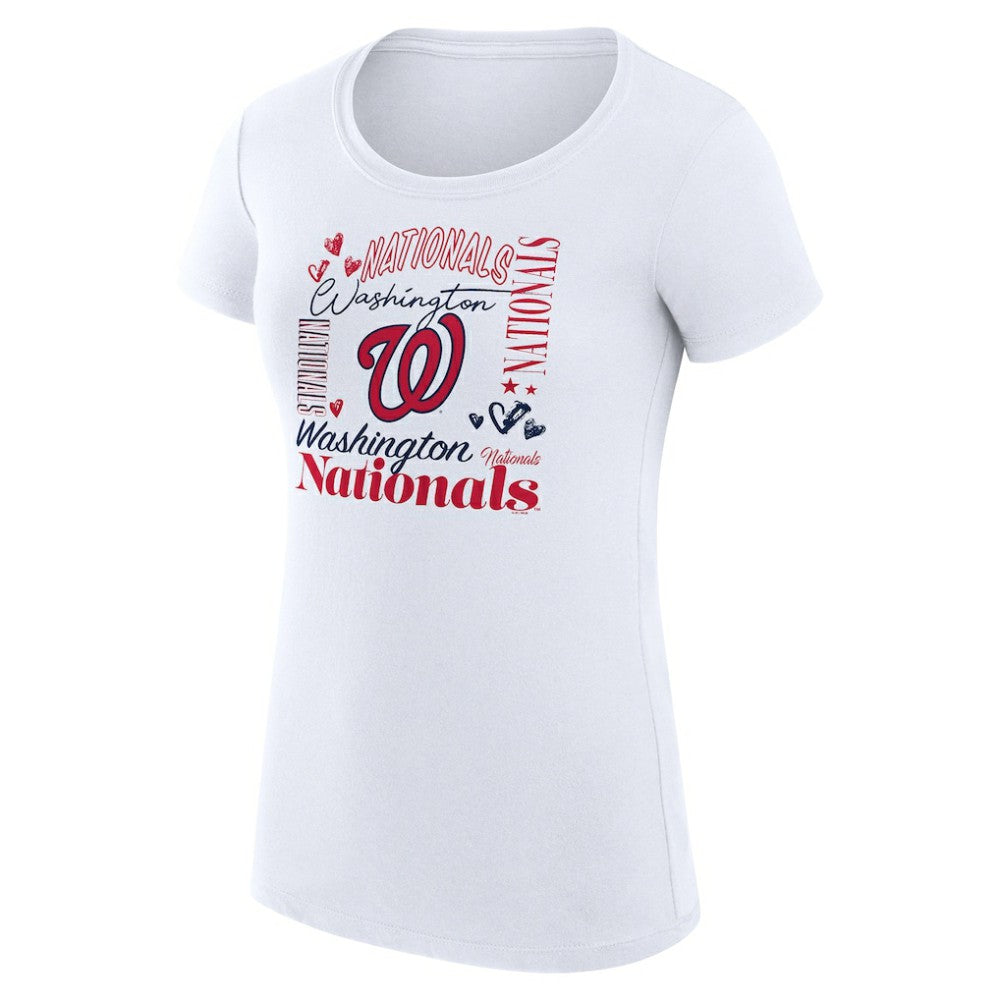 MLB Washington Nationals G-III 4Her by Carl Banks Women's Super-Slim Fit Lightweight Collage Team Graphic Crew Neck T-Shirt