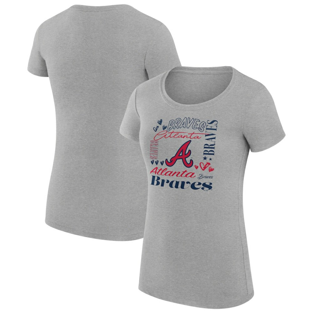 MLB Atlanta Braves G-III 4Her by Carl Banks Women's Super-Slim Fit Lightweight Collage Team Graphic Crew Neck T-Shirt