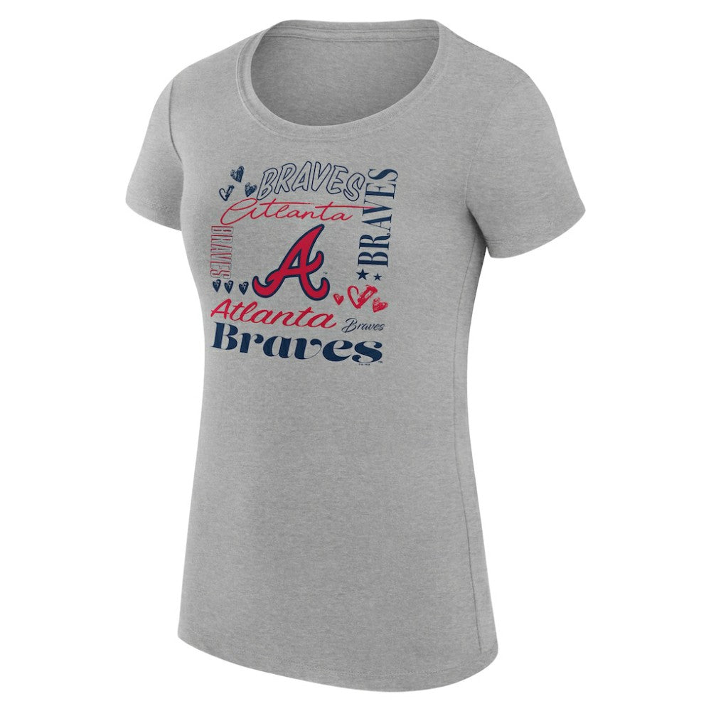 MLB Atlanta Braves G-III 4Her by Carl Banks Women's Super-Slim Fit Lightweight Collage Team Graphic Crew Neck T-Shirt