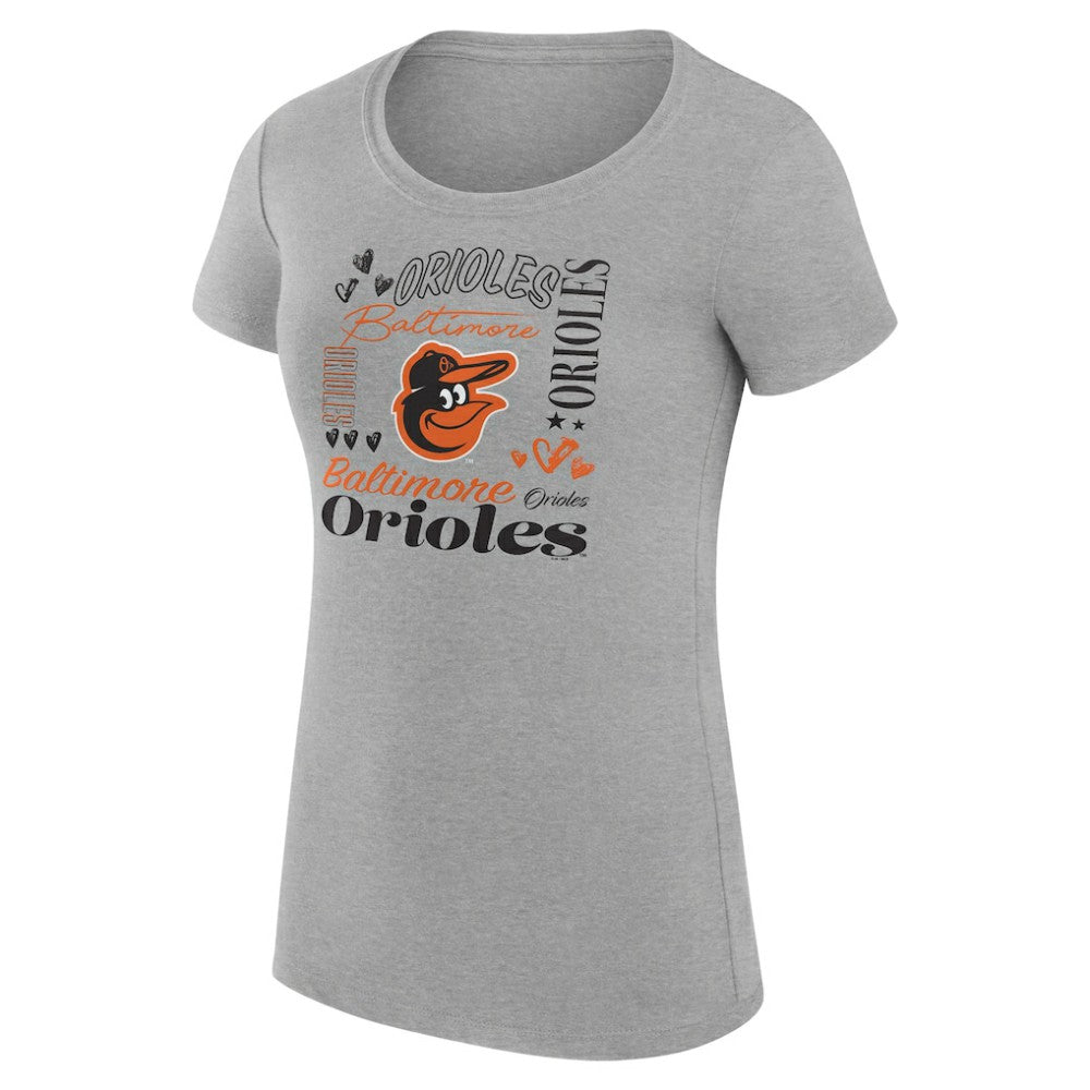 MLB Baltimore Orioles G-III 4Her by Carl Banks Women's Super-Slim Fit Lightweight Collage Team Graphic Crew Neck T-Shirt