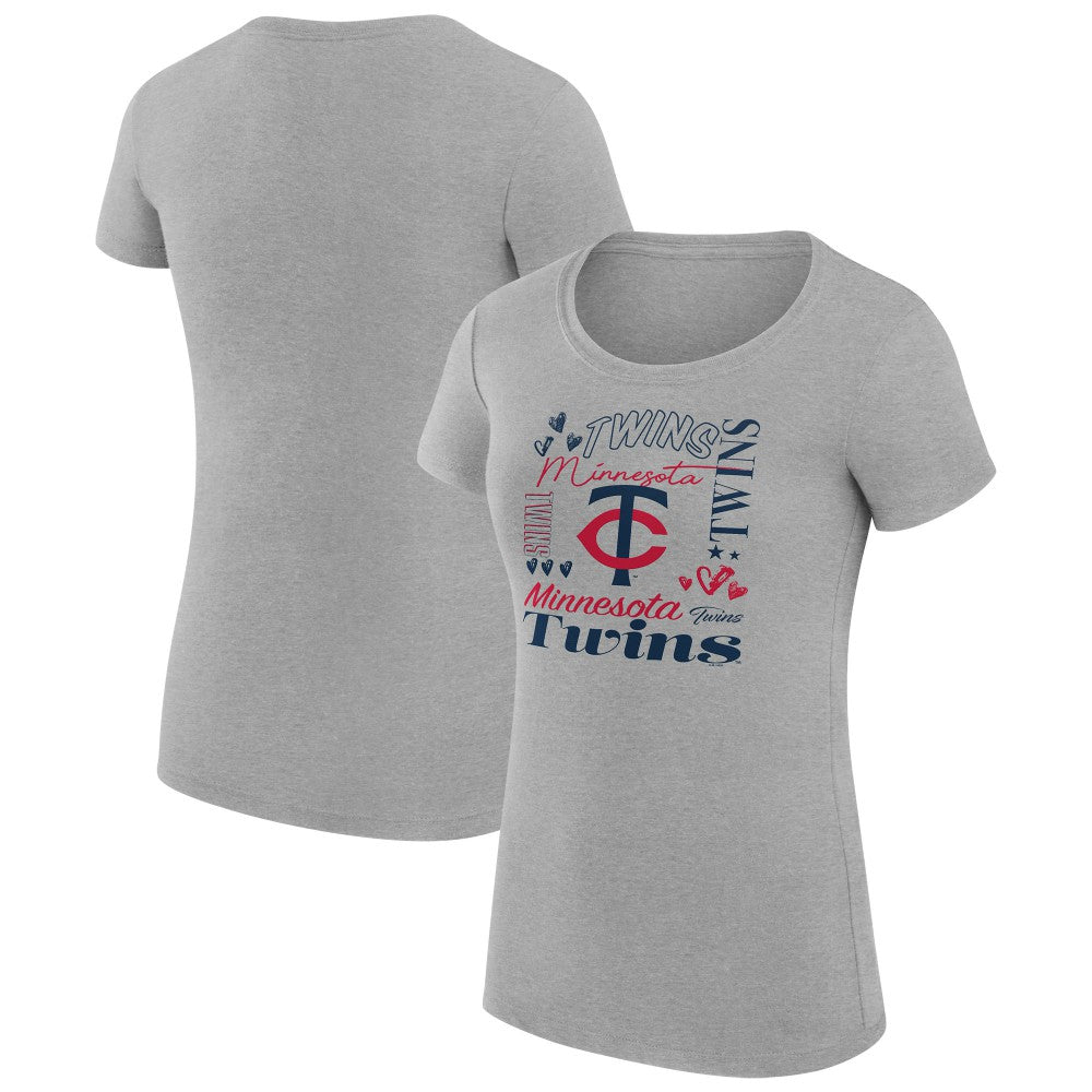 MLB Minnesota Twins G-III 4Her by Carl Banks Women's Super-Slim Fit Lightweight Collage Team Graphic Crew Neck T-Shirt
