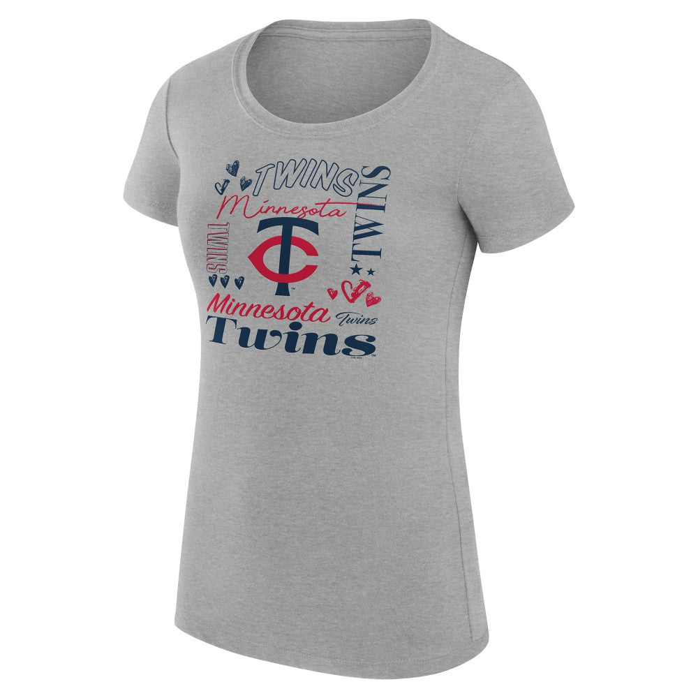 MLB Minnesota Twins G-III 4Her by Carl Banks Women's Super-Slim Fit Lightweight Collage Team Graphic Crew Neck T-Shirt