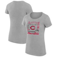 MLB Cincinnati Reds G-III 4Her by Carl Banks Women's Super-Slim Fit Lightweight Collage Team Graphic Crew Neck T-Shirt