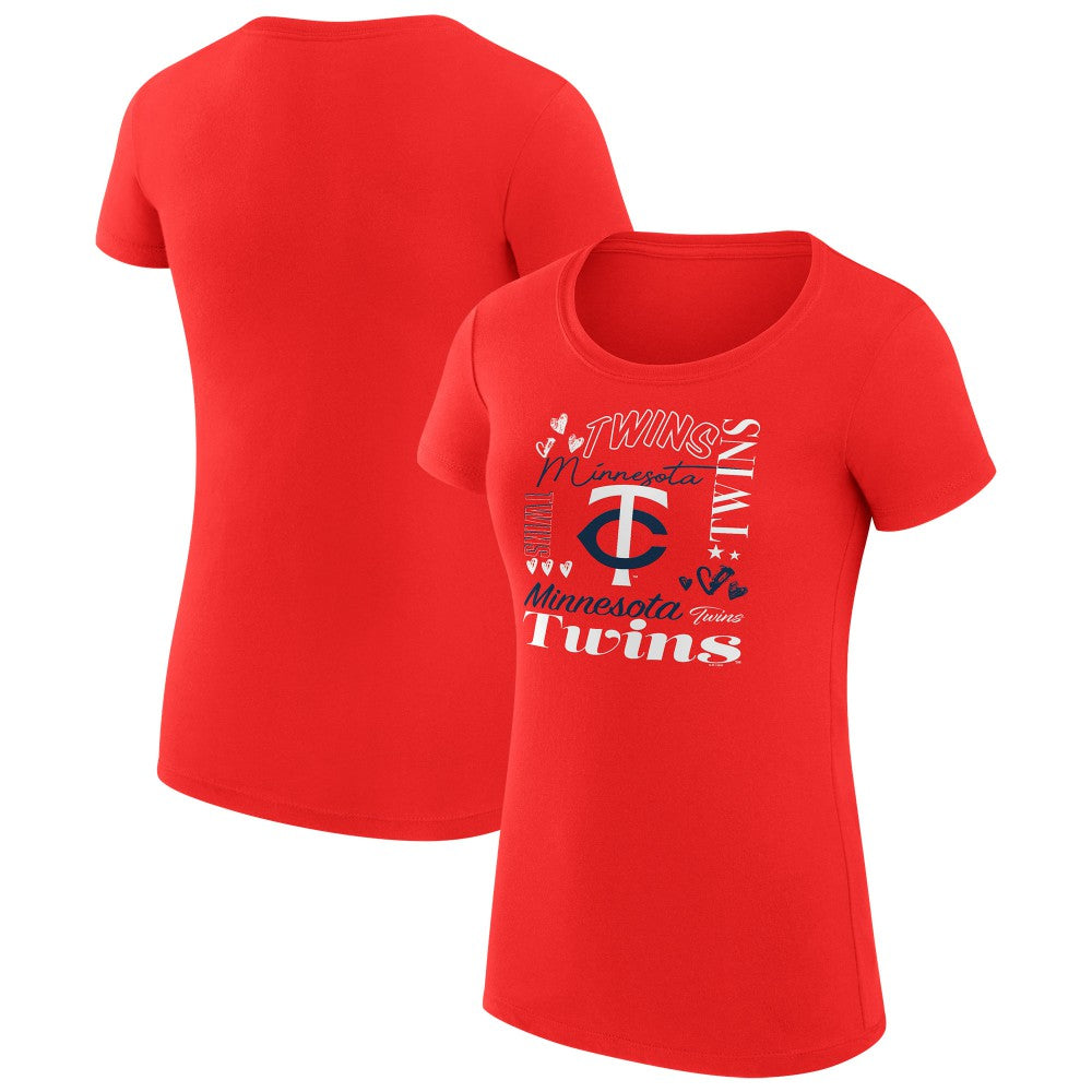 MLB Minnesota Twins G-III 4Her by Carl Banks Women's Super-Slim Fit Lightweight Collage Team Graphic Crew Neck T-Shirt