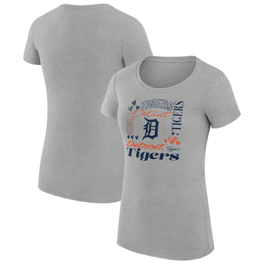 MLB Detroit Tigers G-III 4Her by Carl Banks Women's Super-Slim Fit Lightweight Collage Team Graphic Crew Neck T-Shirt