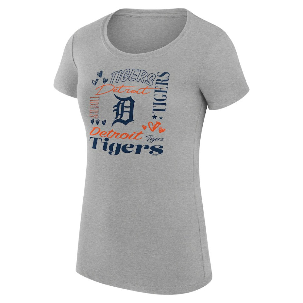 MLB Detroit Tigers G-III 4Her by Carl Banks Women's Super-Slim Fit Lightweight Collage Team Graphic Crew Neck T-Shirt